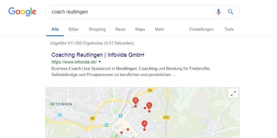 Google-Suche nach "Coach Reutlingen"